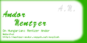 andor mentzer business card